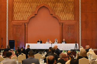 معالي الدكتور عبدالرحمن بن عبدالله الحميدي المدير العام رئيس مجلس إدارة صندوق النقد العربي  يلقي كلمة في افتتاح أعمال الاجتماع السنوي السابع عشر عالي المستوى حول الإستقرار المالي والأولويات التشريعية والرقابية